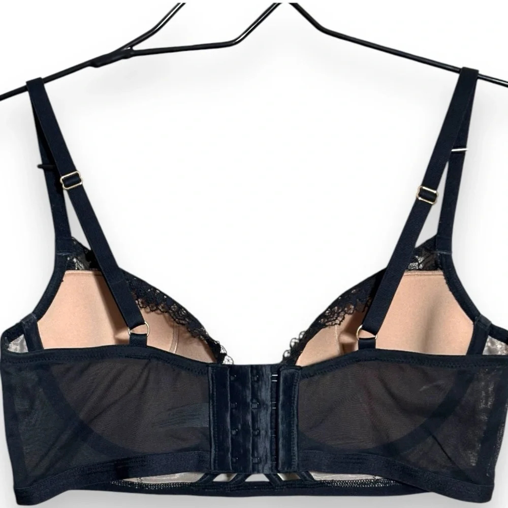 Adore Me NWOT Diara Contour Sexy Lace Black and Nude Underwire 36D Balconette - Picture 5 of 15